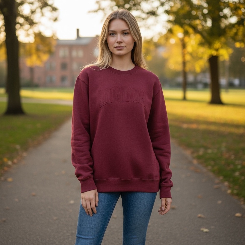 Stanley Stella Organic Cotton”London” Sweatshirt Burgundy Women’s Size Large - Picture 4 of 9